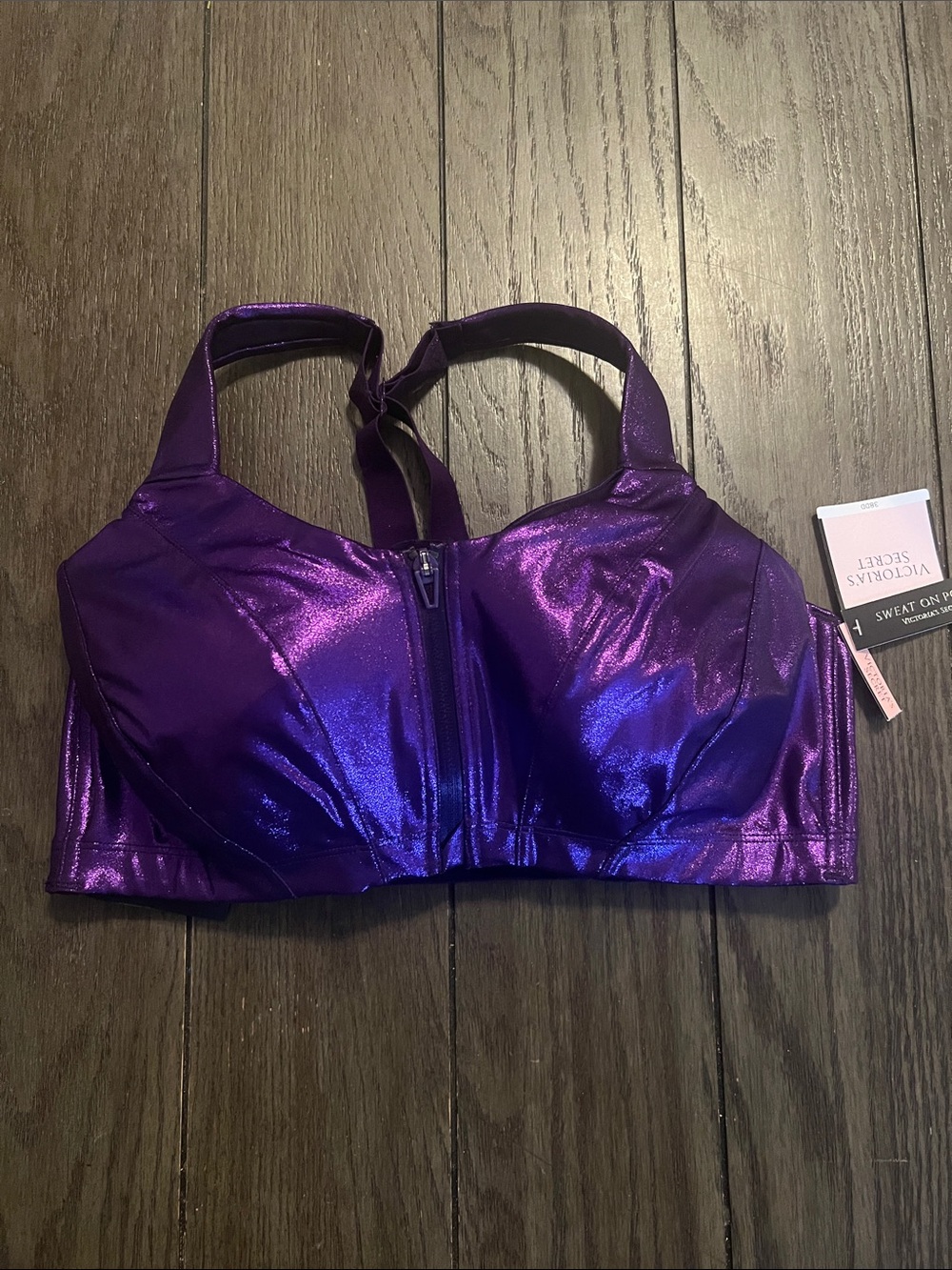 Victoria's Secret Shimmery Purple Front-Zip Sports Bra